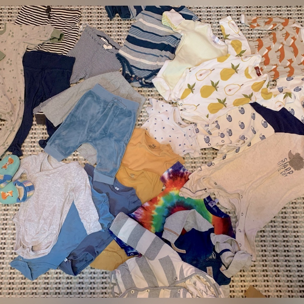 Lot of organic baby clothes